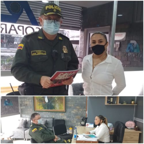 En reunión con el Coronel José Jaramillo Comandante encargado de la Policía Metropolitana de Bucaramanga, nuestra Directora Ejecutiva  Seccional Oriente Yesenia Villamizar Castillo